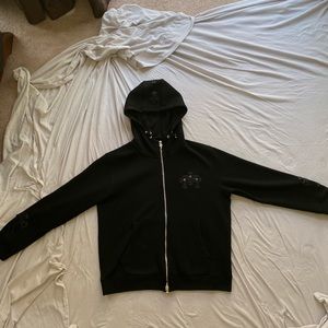 Chrome Hearts Embroidered Leather Zip Up.